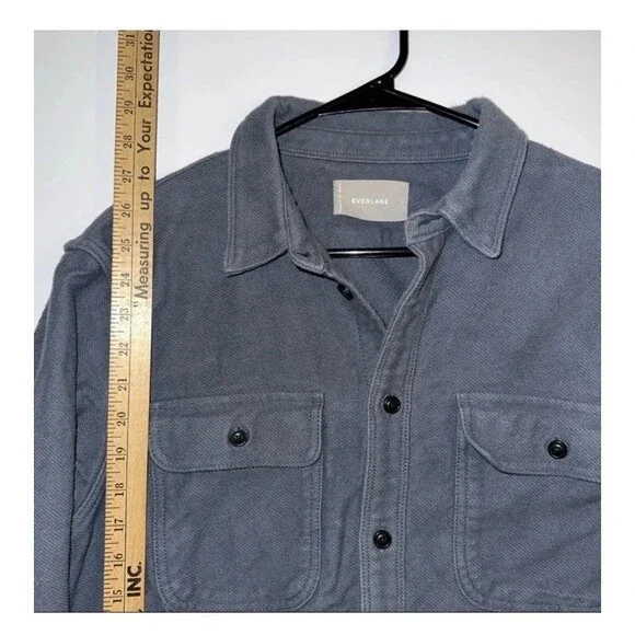 Everlane Men's L Heavyweight Overshirt Shacket Slate Blue Long Sleeve Button Up - Picture 2 of 8